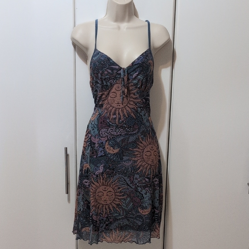ROMWE Blue and Black Sleeveless Mini Dress